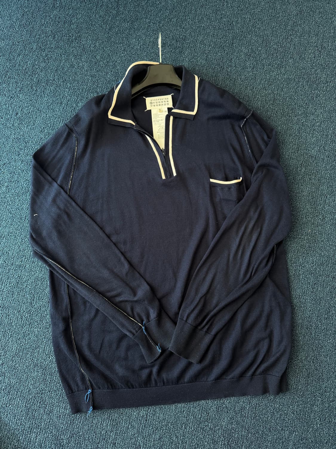 마르지엘라 스티치 폴로 니트 집업 네이비[XL] 상품이미지1