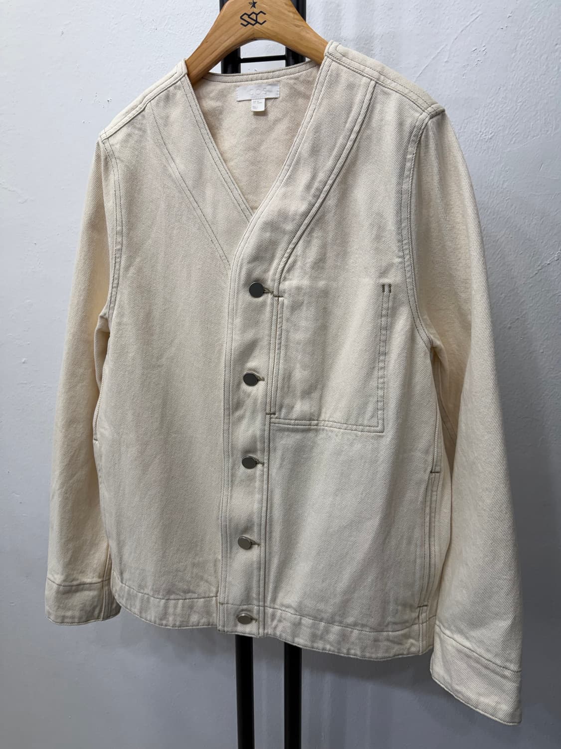 정품) COS 코스 오버사이즈 아이보리 데님 자켓 XS 상품이미지3