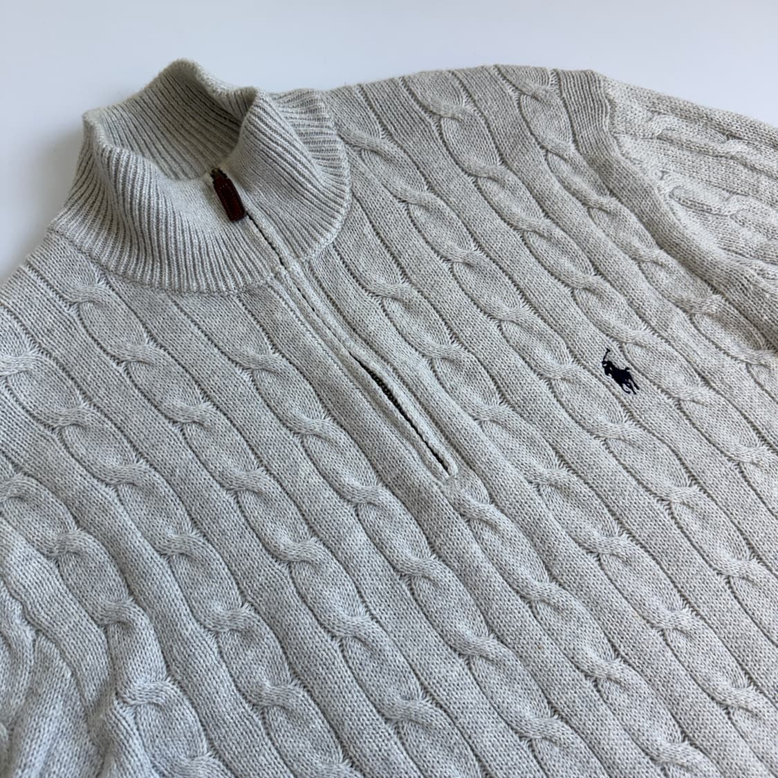 Polo 폴로 랄프로렌 신형 라이트 맬란지 케이블 쿼터집업 니트 상품이미지4