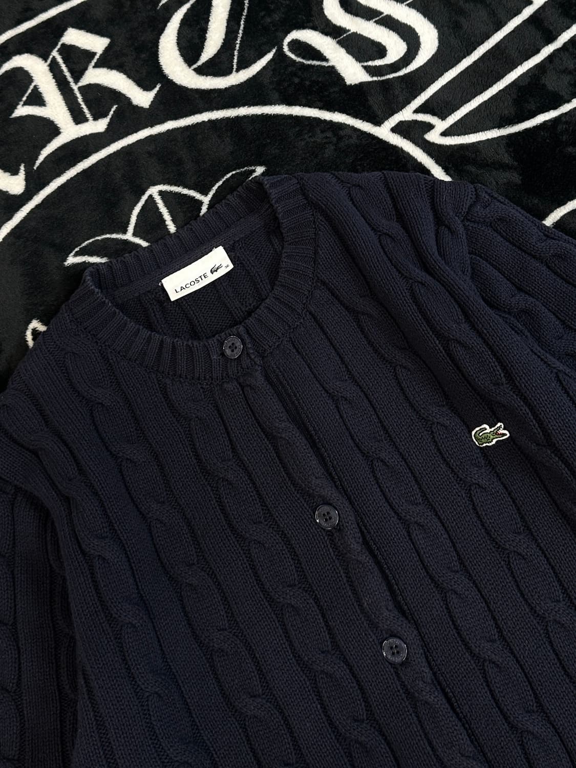 라코스테 꽈배기 니트 반팔가디건 44/55 상품이미지2
