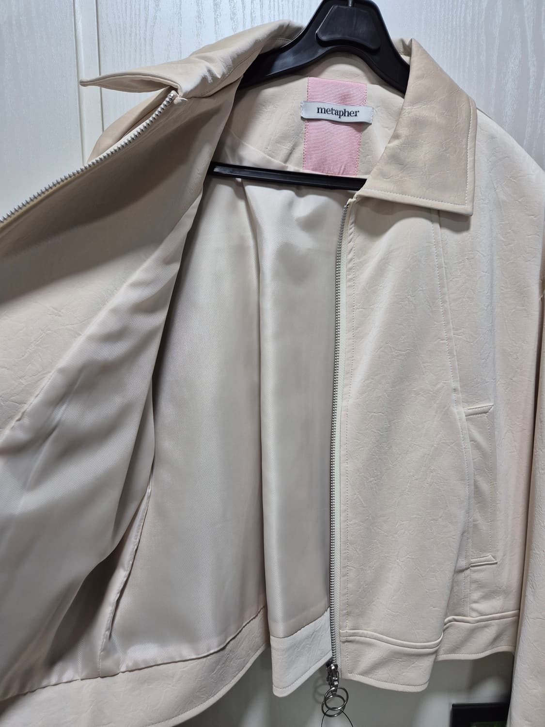 (타임세일)(새상품)metapher 크랙레더 재킷 아이보리 상품이미지6