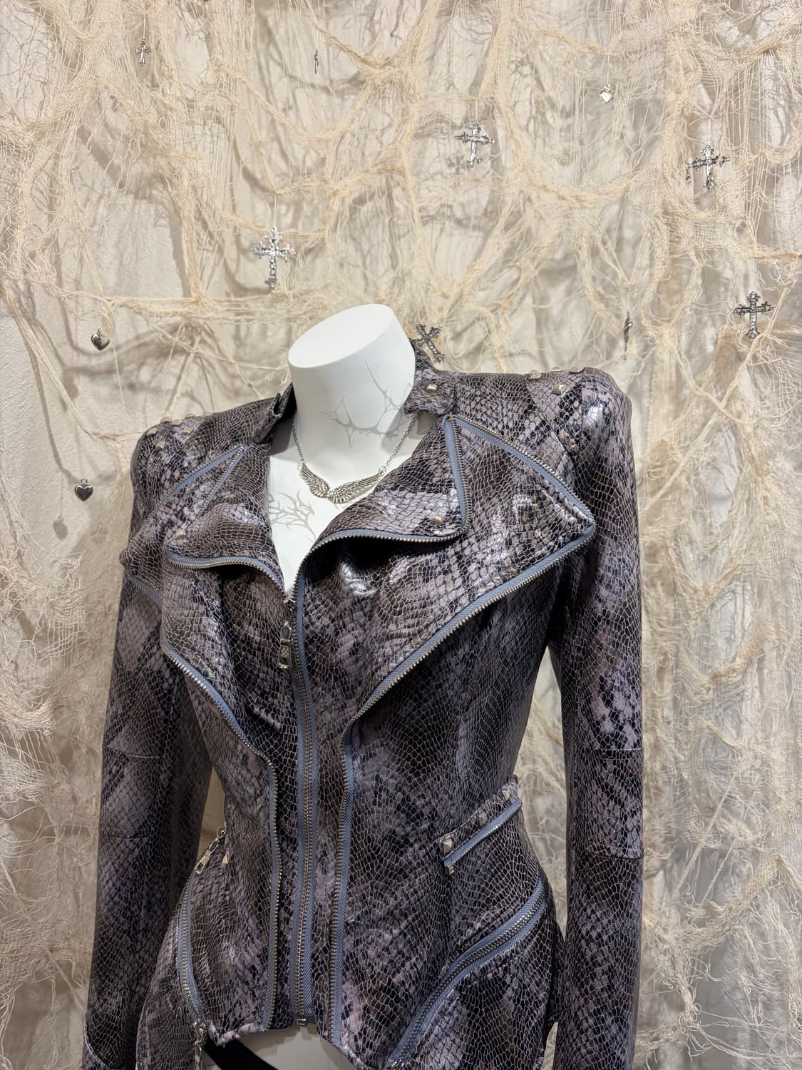 V-kei shalang phyton stud Rider jacket 상품이미지9