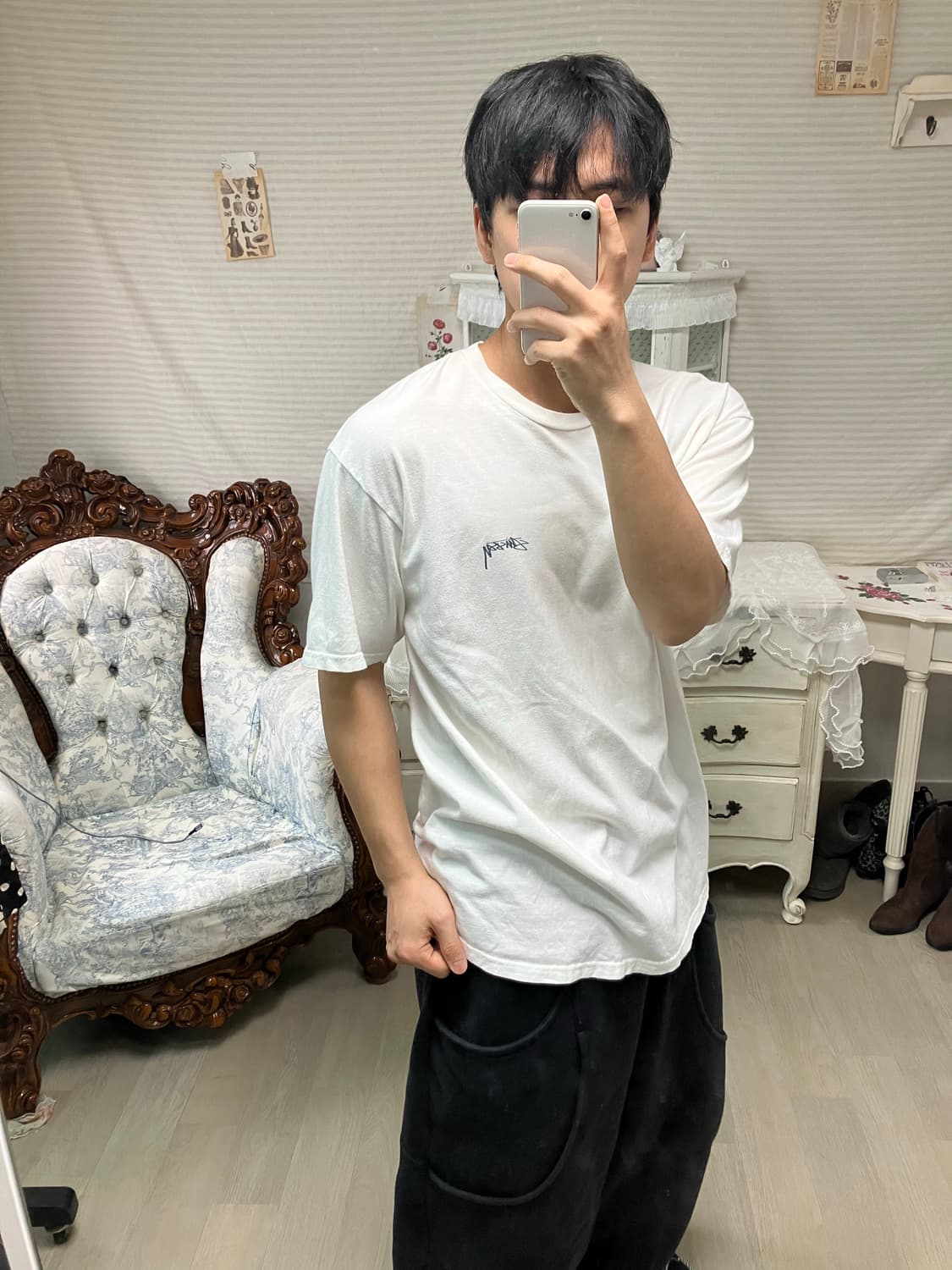 스투시 배색 프린팅 반팔 1025 y2k 스트릿 갸루 펑키 일본빈 상품이미지7