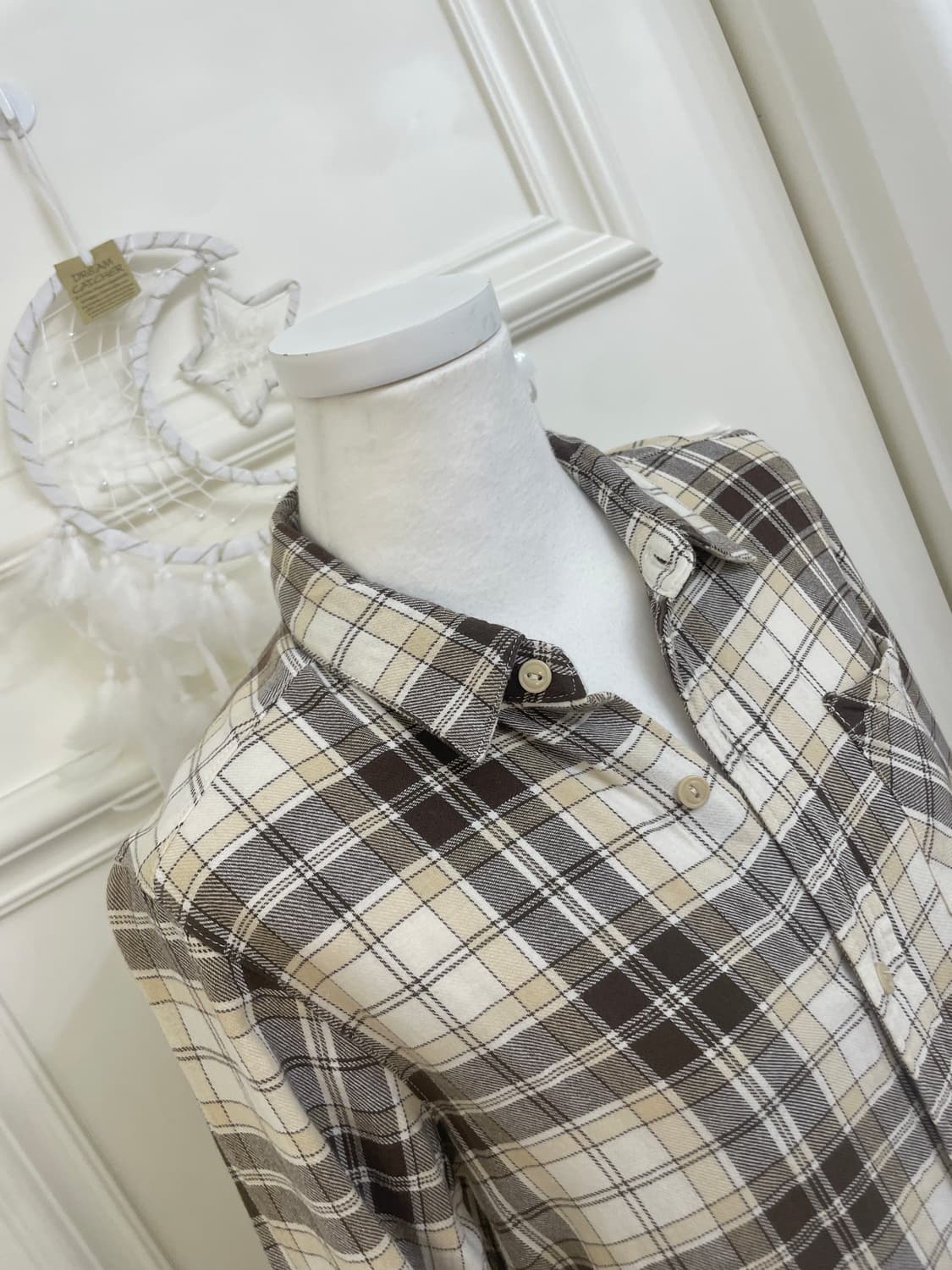 ivory brown check shirt opc(size-M) 상품이미지8