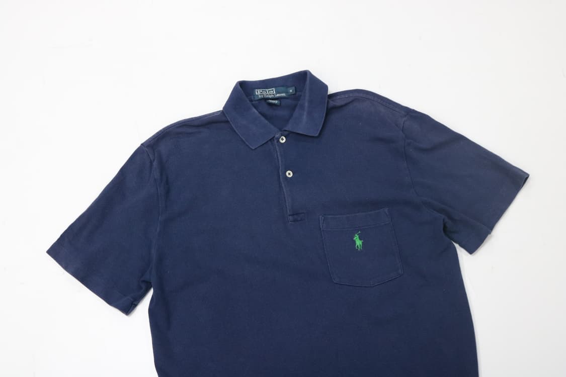 폴로 랄프로렌 빈티지 포켓 네이비 폴로셔츠 카라티 (S) 상품이미지3