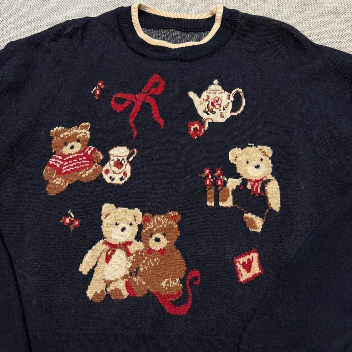 샵사이다 곰돌이 패턴 니트 상품이미지2