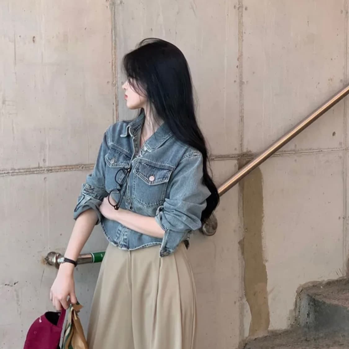 베이델리BEIDELLI/ 벨리드made 돌핀 크롭 라운드 청자켓 데님셔츠 상품이미지2