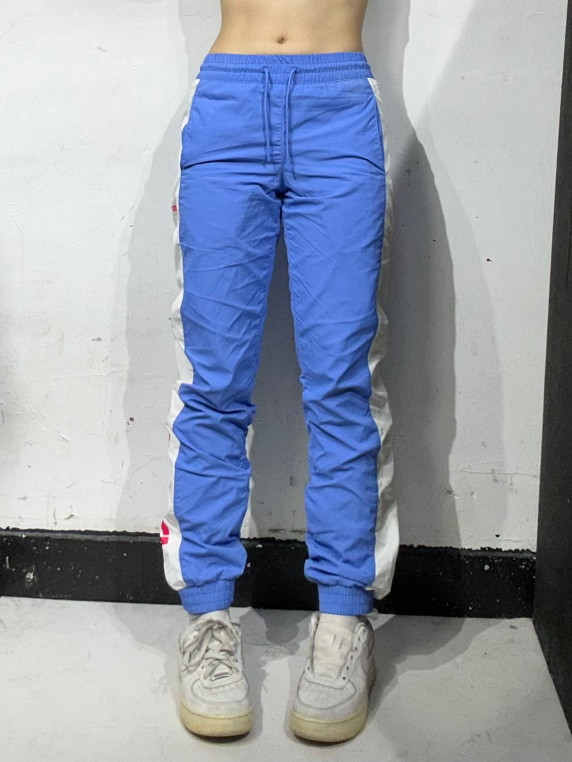 푸마 스카이 블루 화이트 로고 사이드 라인 트랙 팬츠 S 상품이미지2