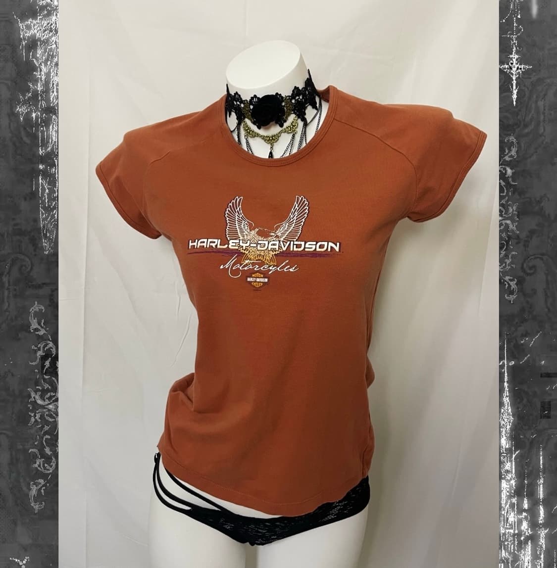 할리데이비슨 핏티드 레글런 오렌지 반팔티 M 상품이미지1