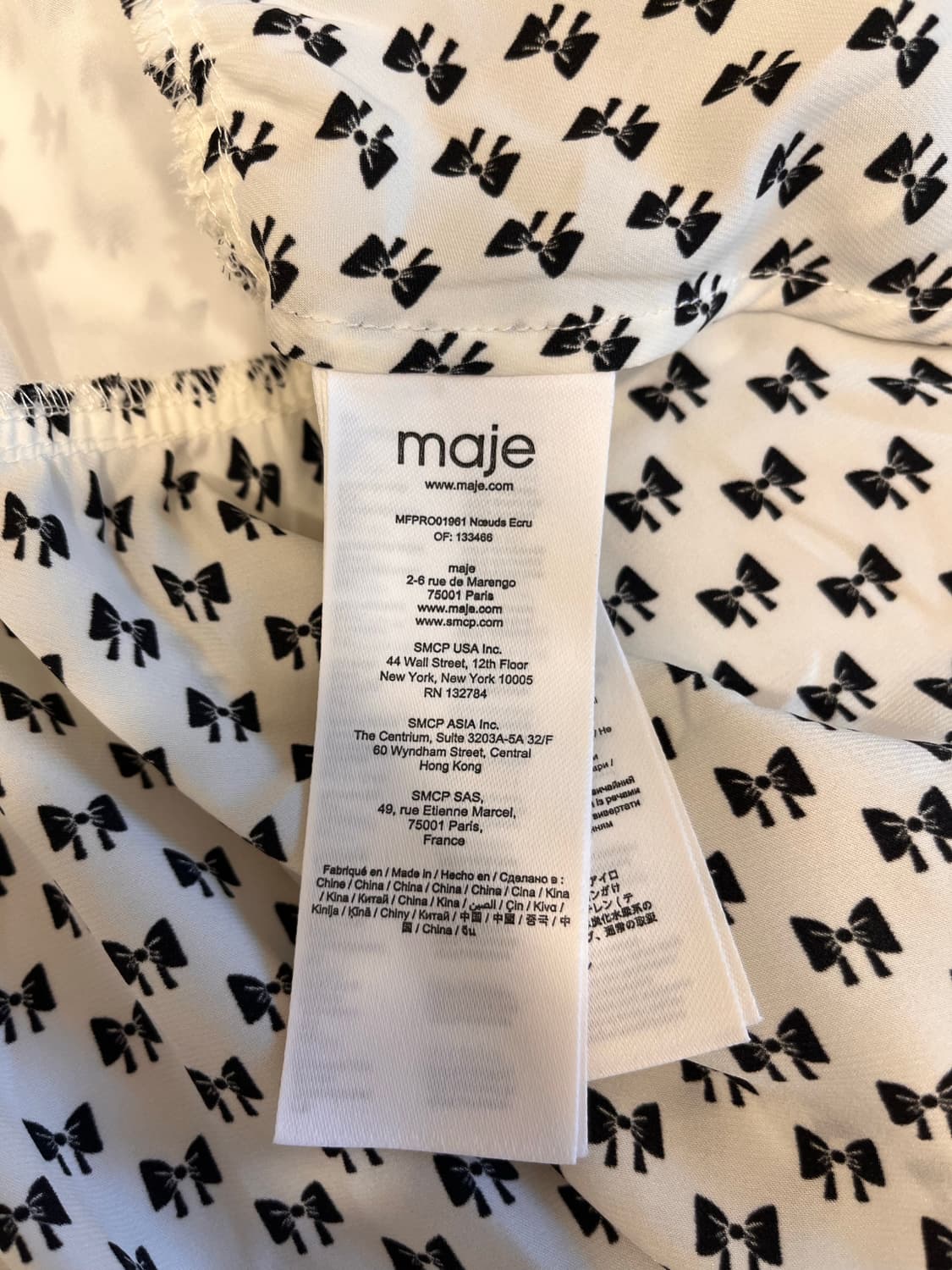 maje 마쥬 리본 크림 캉캉 쉬폰 원피스_36 사이즈 상품이미지3