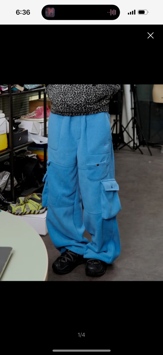 러닝하이 플리스밴딩카고팬츠 블루컬러 상품이미지1