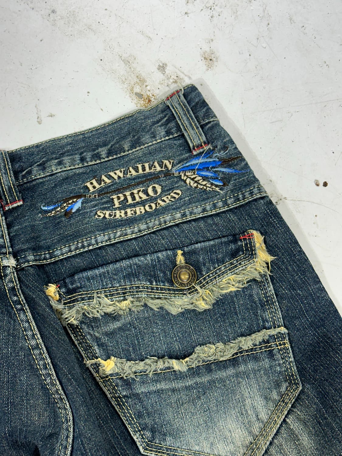 90s pico 진청 캣 워싱 와이드 데님 청바지  상품이미지6