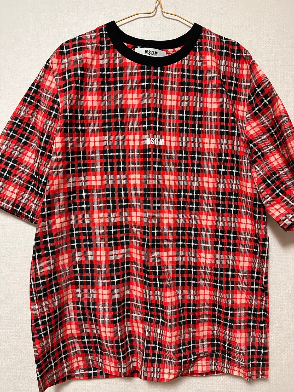 (탭만 뗀 새제품!!) MSGM 체크 반팔티 46 상품이미지1