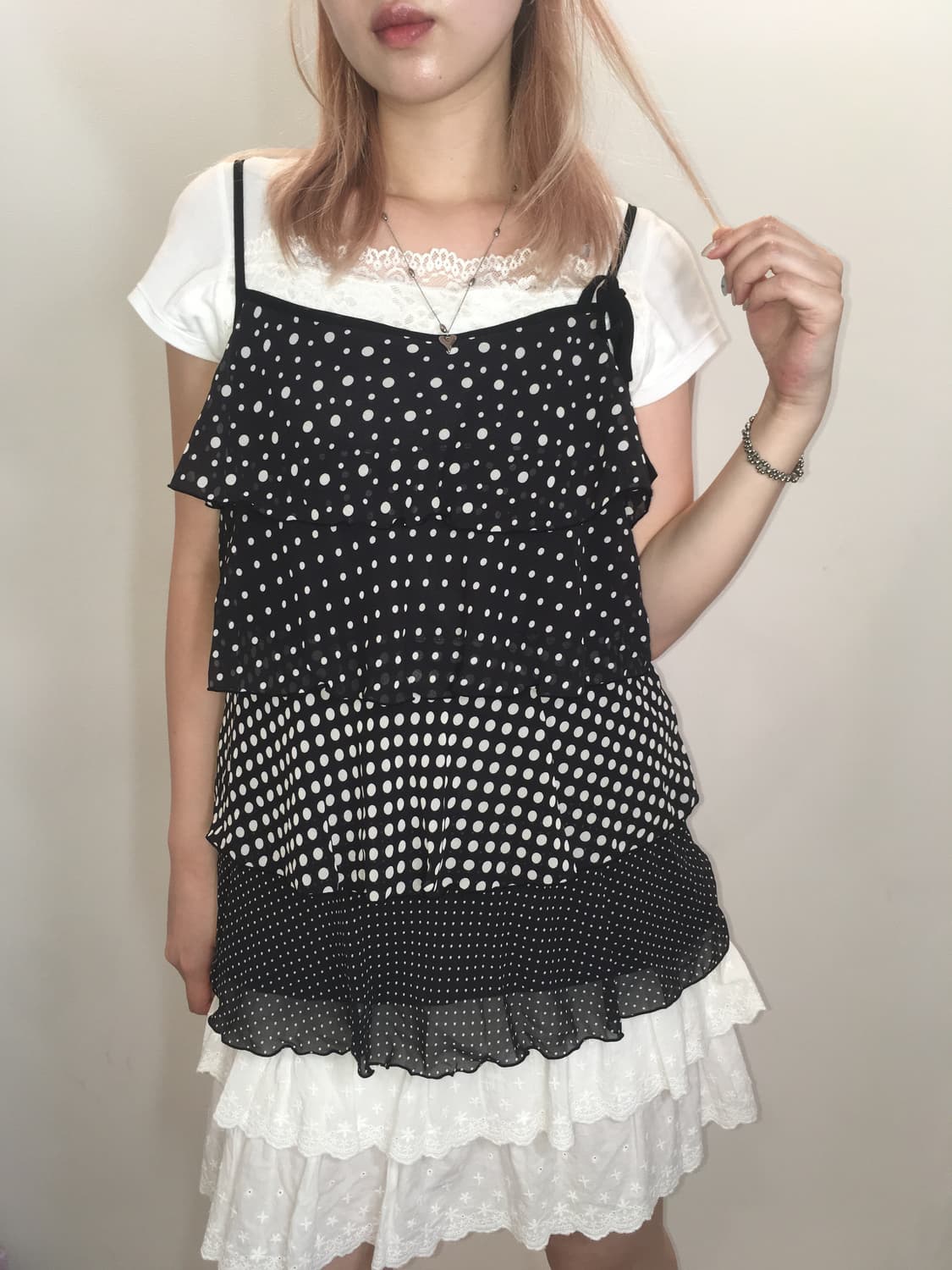 jpn vintage dot frill cancan sleeveless 상품이미지4