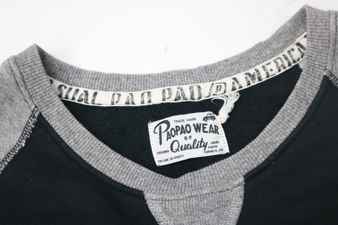 Paopao Wear 빈티지 미시간 모터사이클 배색 래글런 맨투맨 (F) 상품이미지4