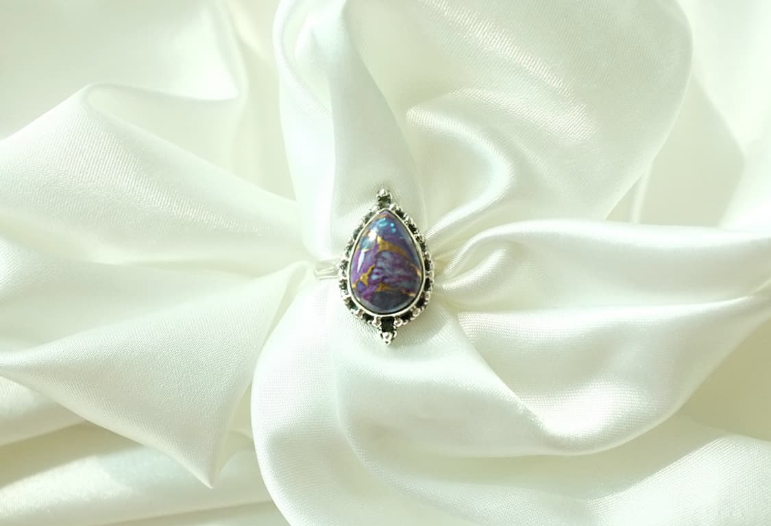 퍼플 코퍼 터키석 천연석 원석 925실버 순은반지  상품이미지7