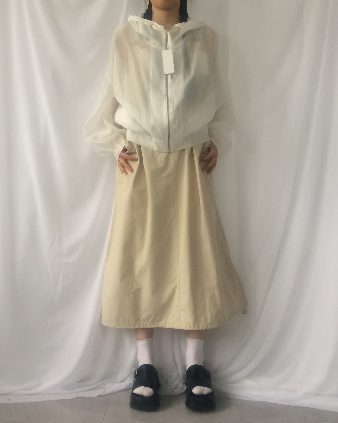 High neck see through hood zip up 상품이미지7