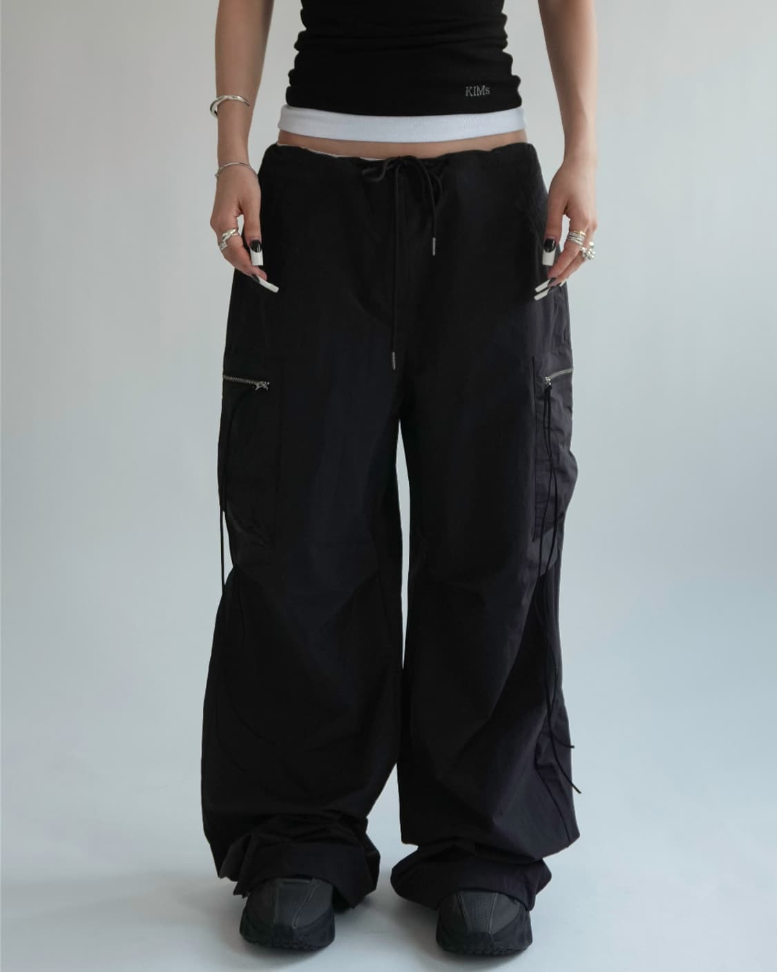 SWISH WIDE CARGO PANTS (black) 상품이미지3