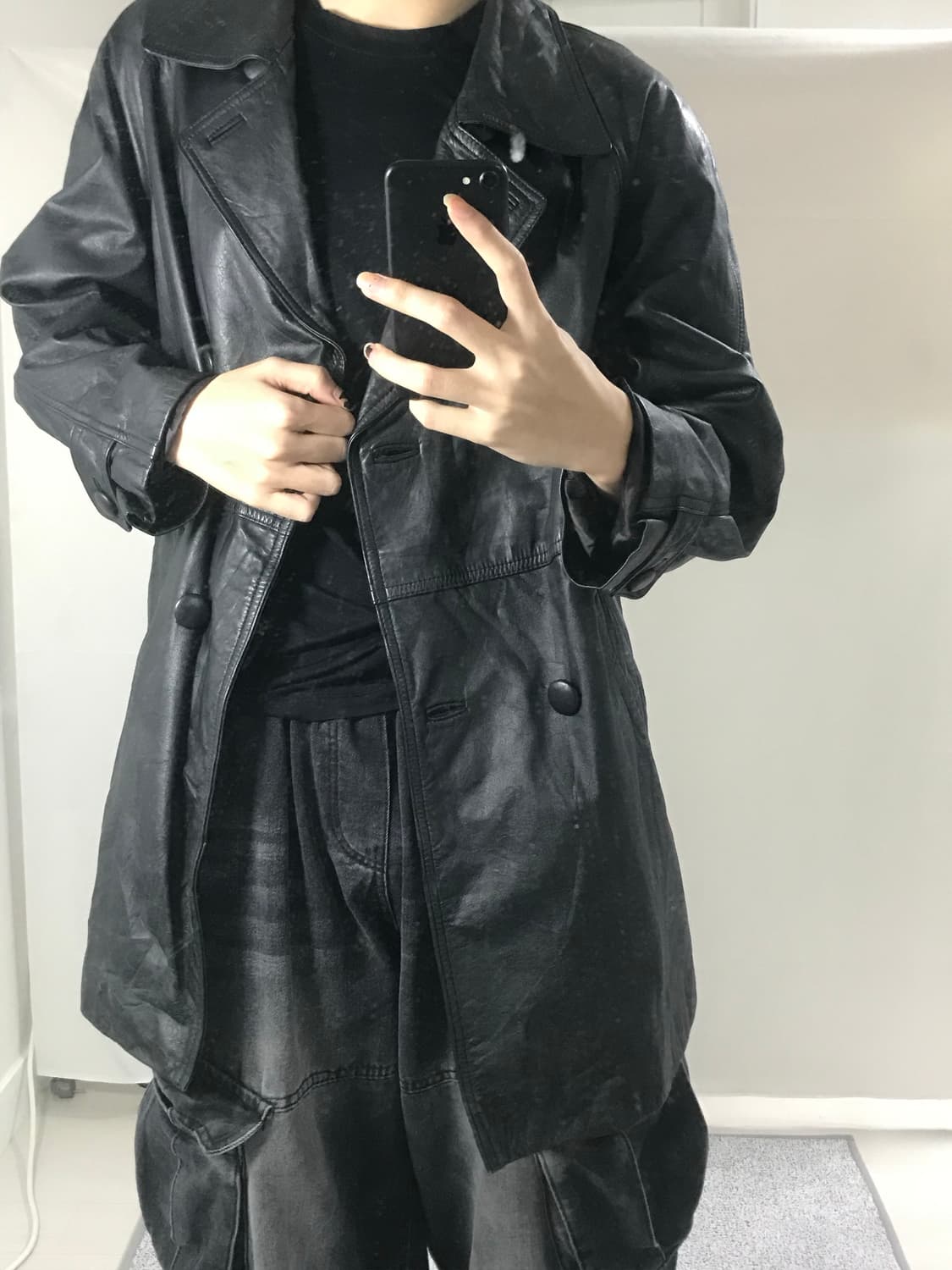 Vintage Black Leather Field Jacket 상품이미지1