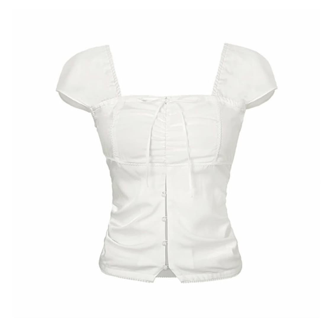 포어링 YOUR SHIRRING BLOUSE [WHITE] 상품이미지1