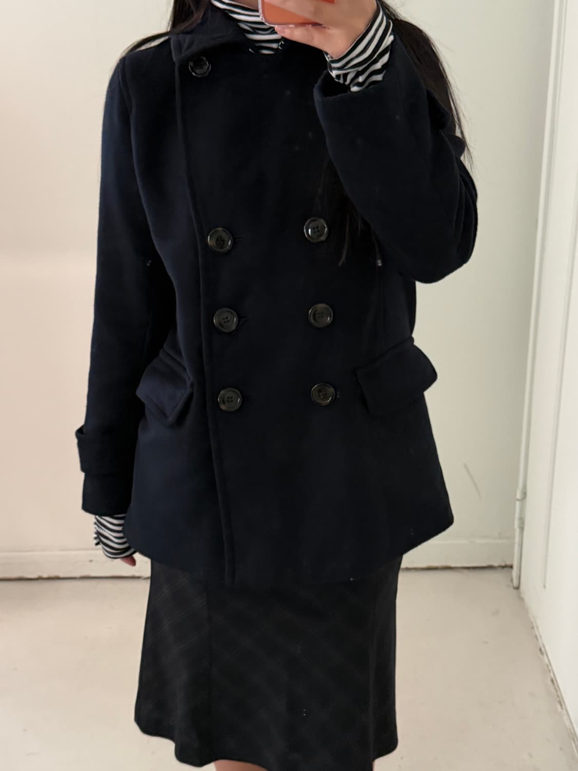 일본빈티지 네이비 더블코트 자켓 상품이미지2