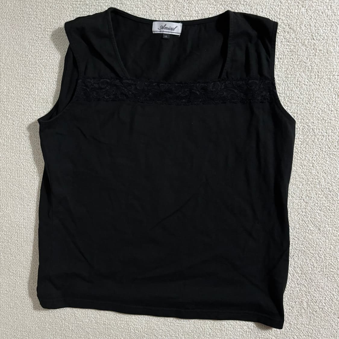 일본빈티지 블랙 레이스포인트 나시 탑 상품이미지1