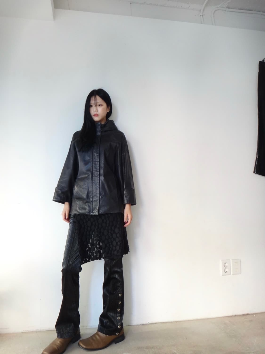 IZZAT BABA ninza hoody leather jacket  상품이미지7