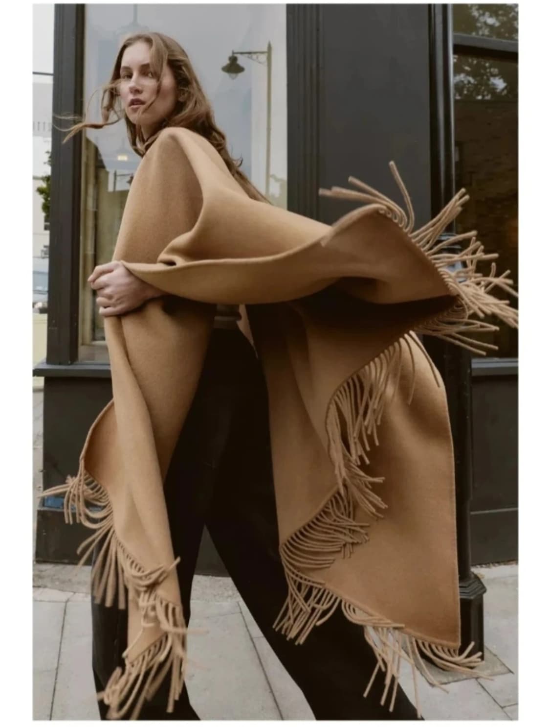 ZARA 울 프린지 롱 케이프 상품이미지3