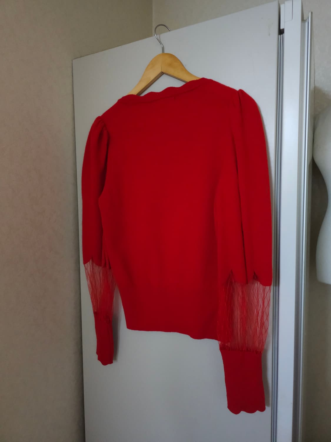 EGOIST 빨간색 레이스 소매 니트 상품이미지5