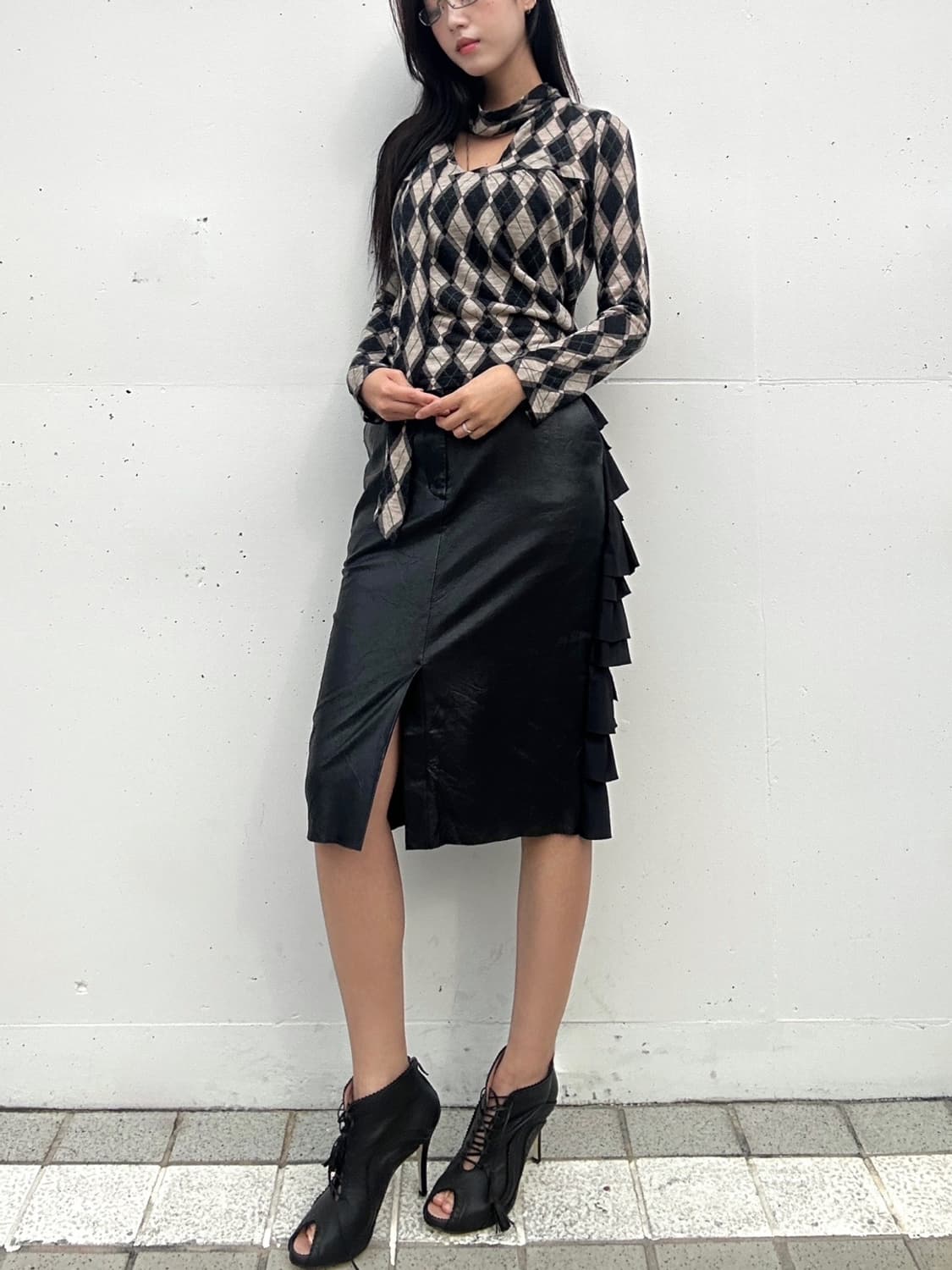 Diamond check tie top   상품이미지7