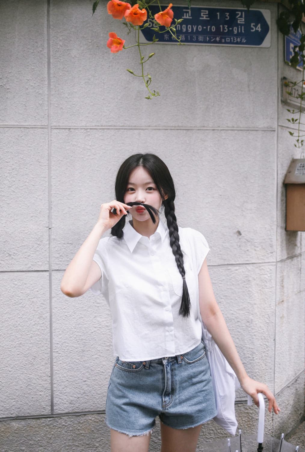 밀크코코아 블라우스 화이트/블루그레이 상품이미지1