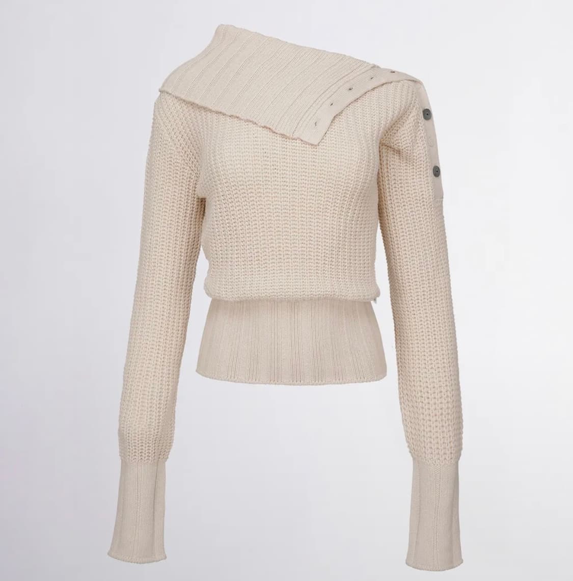 스컬프터 퍼넬넥 니트 스웨터 더티 화이트 상품이미지1