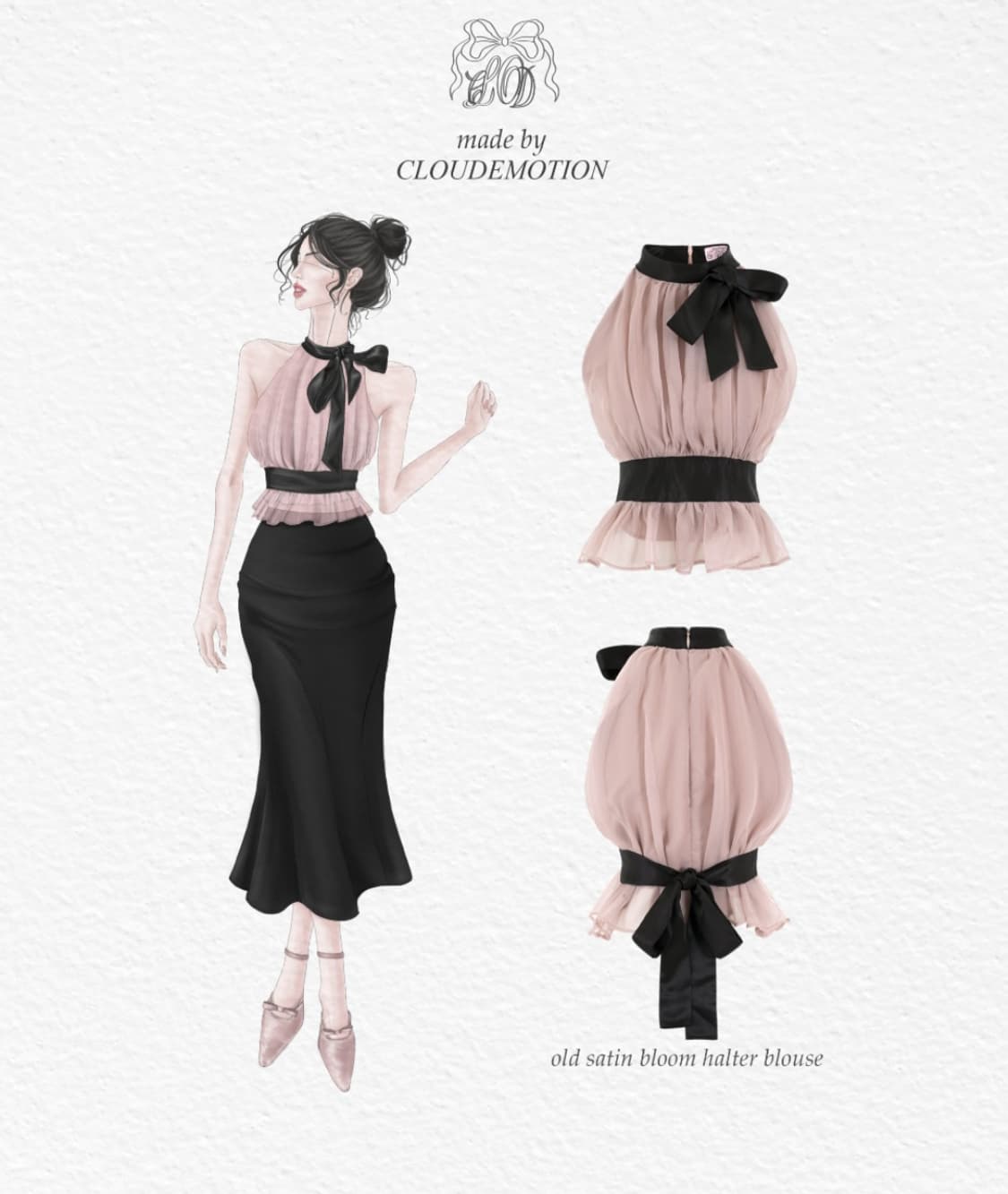 클라우드이모션 블라우스 올드 새틴 블룸 헤터 핑크 상품이미지2