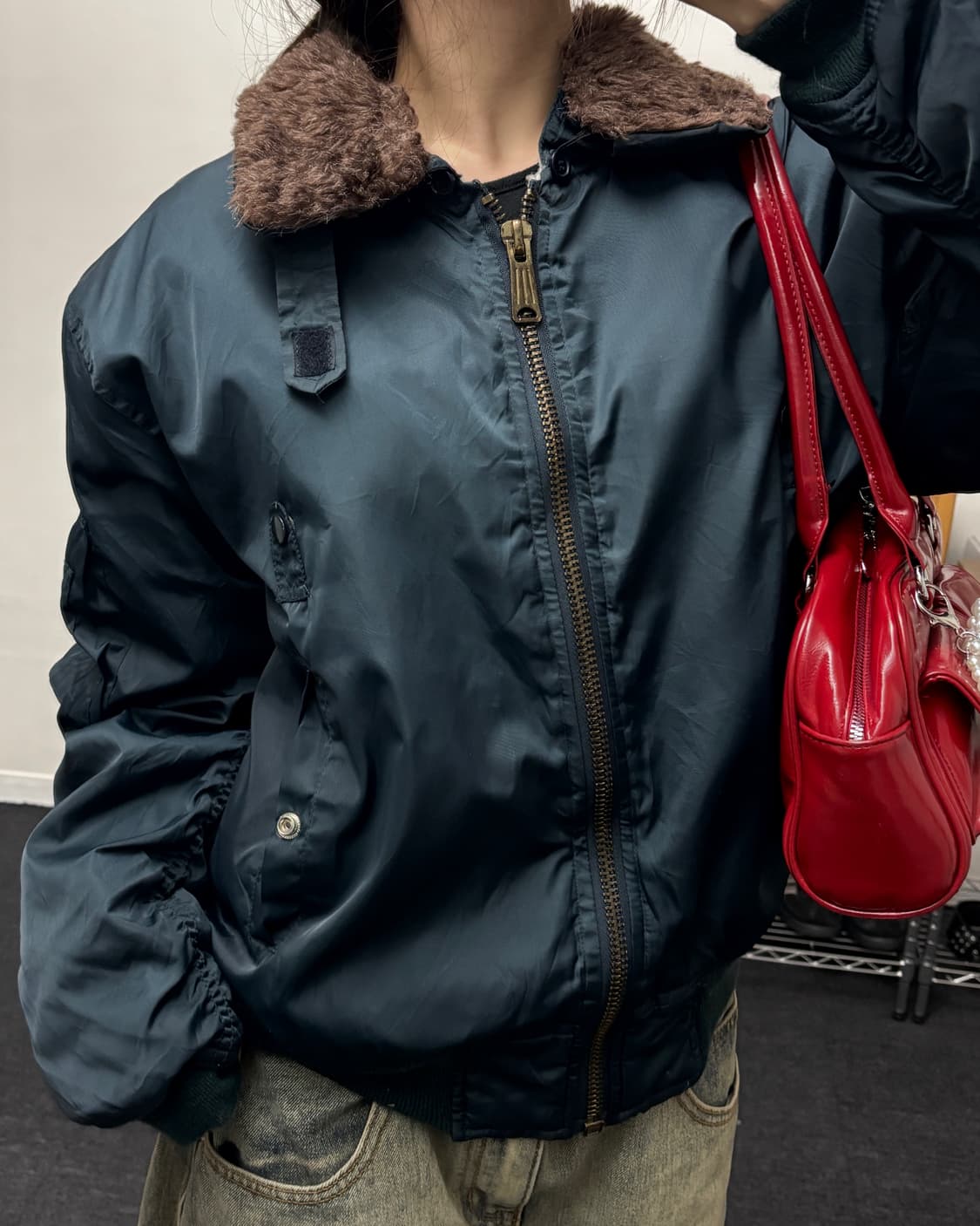 USA 올드 빈티지 퍼 카라넥 항공점퍼 상품이미지2