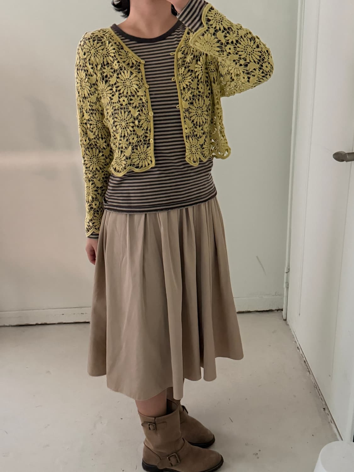 일본빈티지 브라운 스트라이프 롱슬리브 상품이미지6