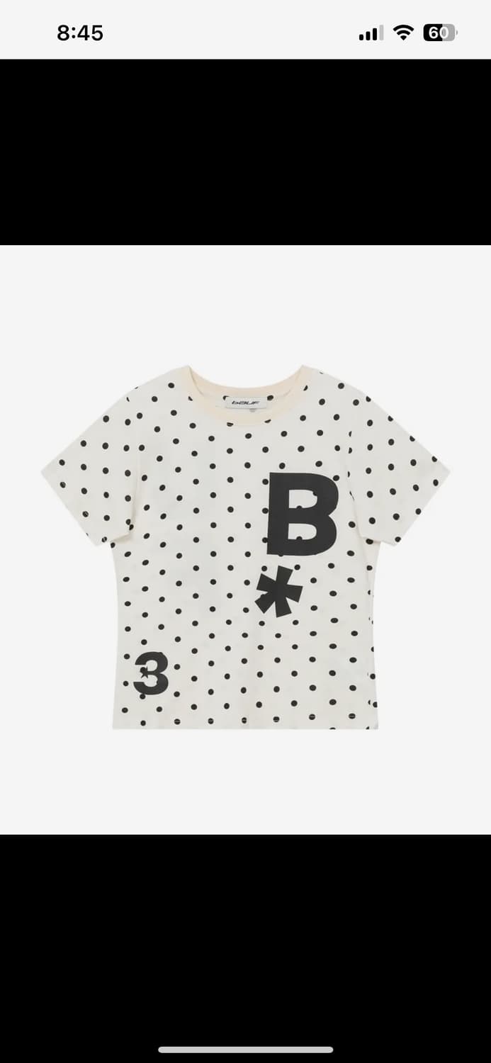바우프 B logo 슬림핏 티셔츠 [도트 아이보리] 상품이미지1