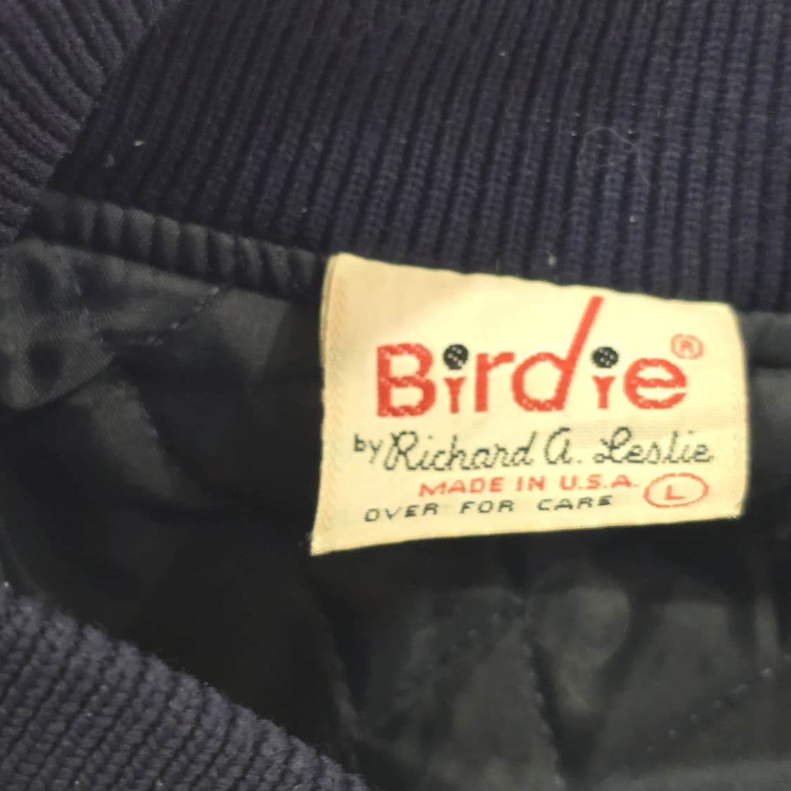 Birdie by Richard A. 네이비 새틴 USA 바시티 점퍼 L 상품이미지3