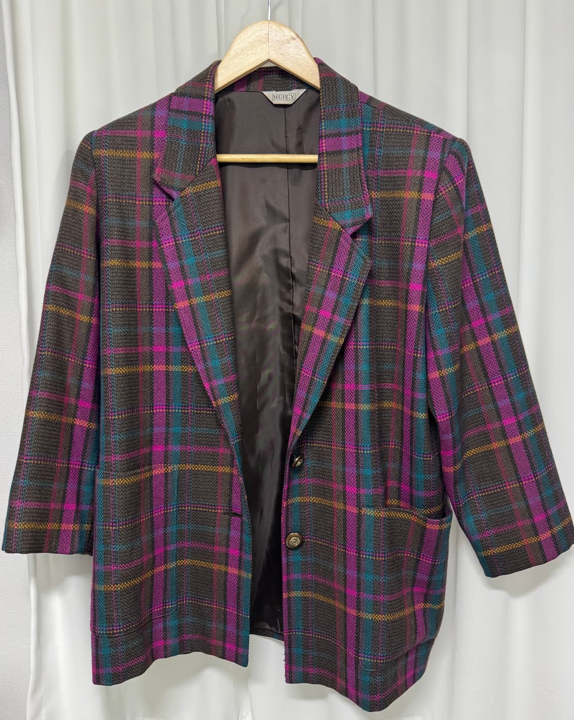 일본 빈티지 체크 블레이저 자켓 상품이미지4
