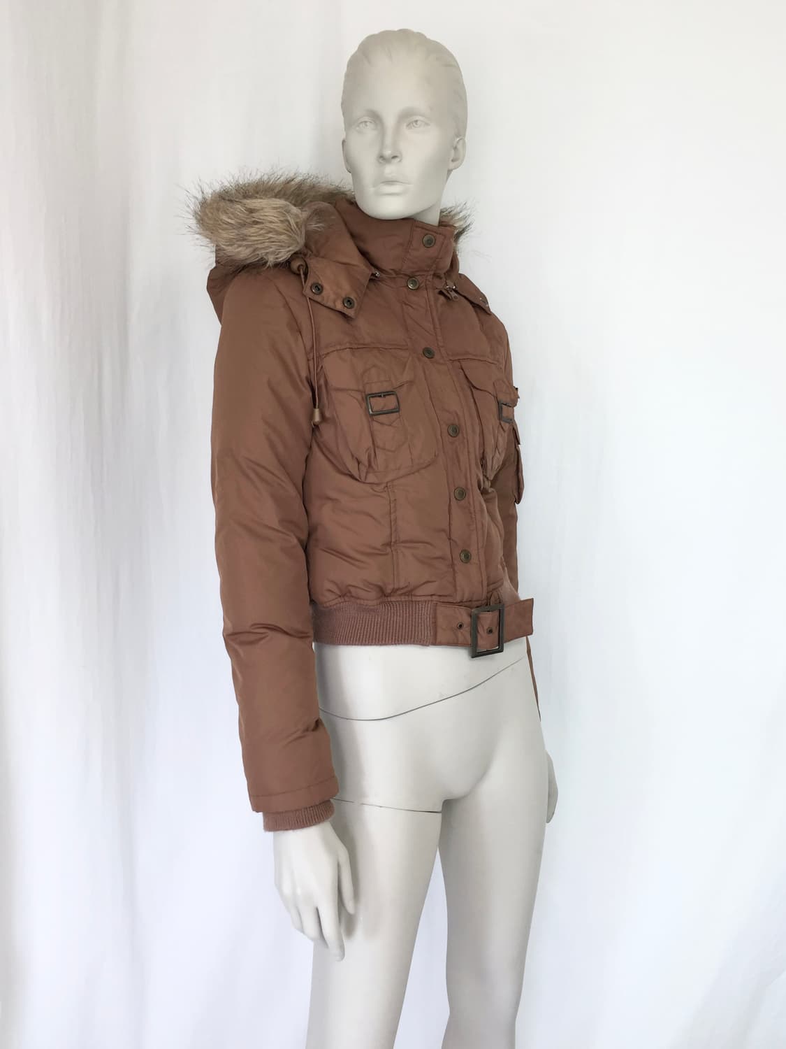 BEBE Brown hoodie puffer Jacket 상품이미지4