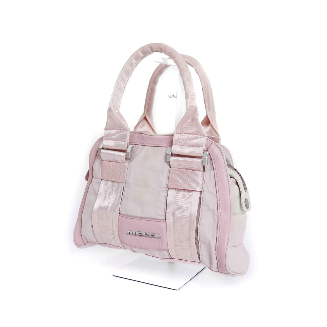 [DIESEL] 핑크 나일론 × 레더 믹스 핸드백 상품이미지1