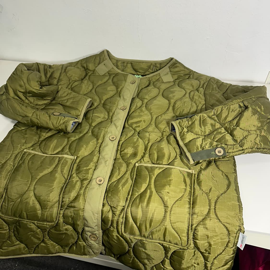 OS 빈티지 카키 오버핏 3M 깔깔이점퍼 상품이미지1