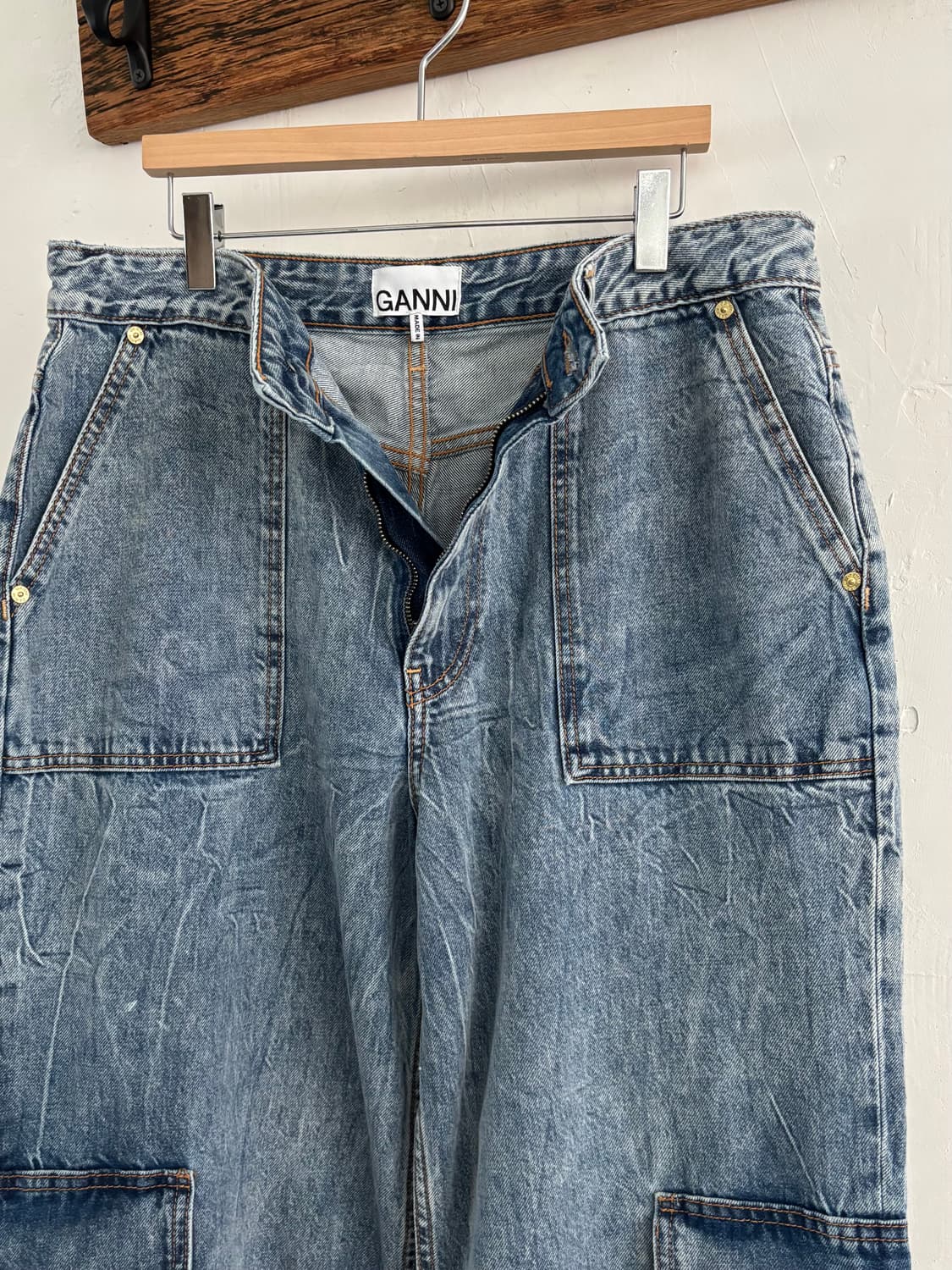 Ganni 가니 카고 데님 워싱 팬츠 상품이미지4