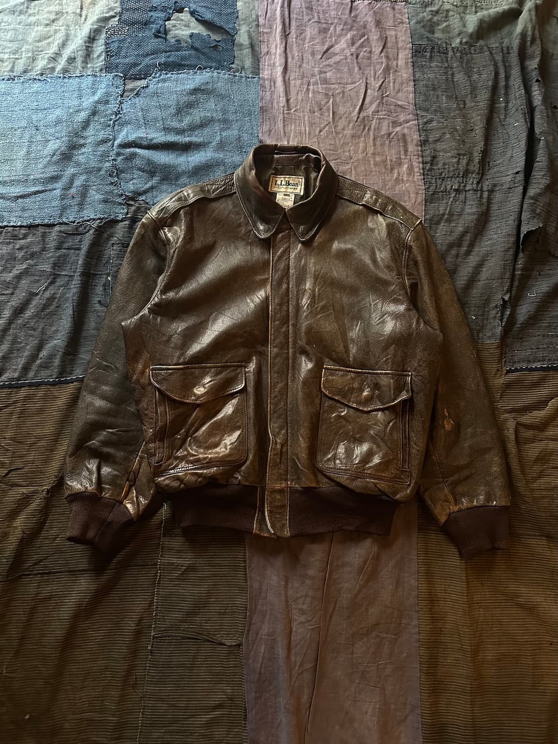 80s USA 빈티지 엘엘빈 LLBean A-2 고트스킨 레더 자켓 A2 상품이미지1