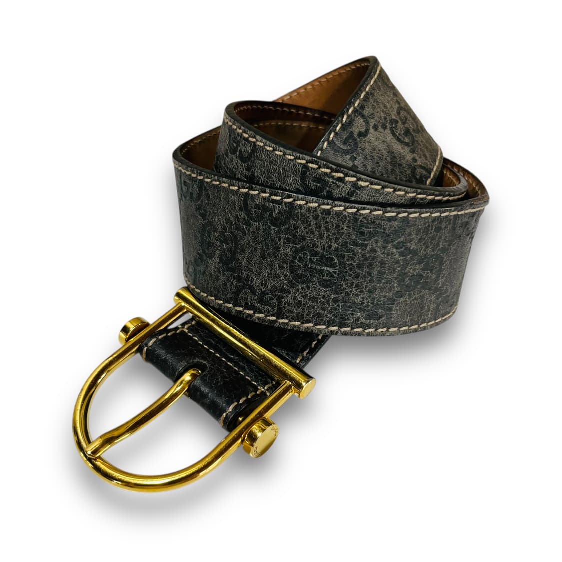 Gucci Monogram belt in gray leather 상품이미지1