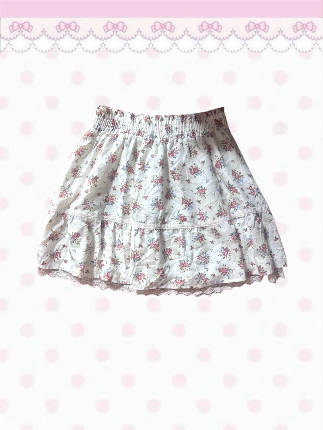 빈티지 플라워 패턴 플로랄 레이스 모리 스커트 히메갸루 히메카지 상품이미지1