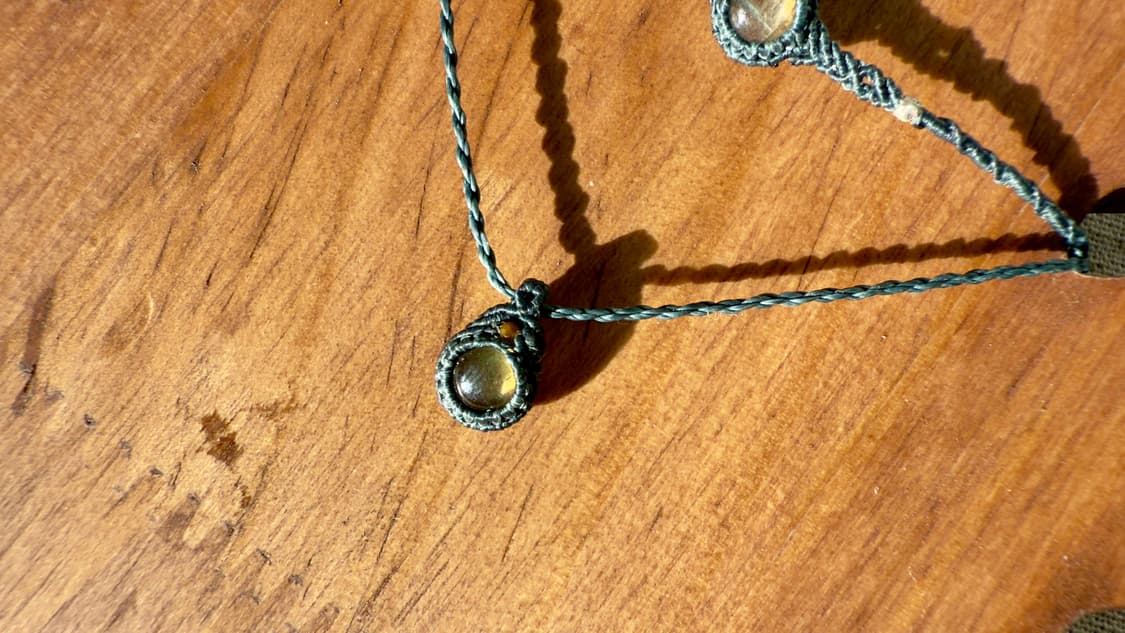 미니 래브라도라이트 보헤미안 마크라메 원석 목걸이 상품이미지3