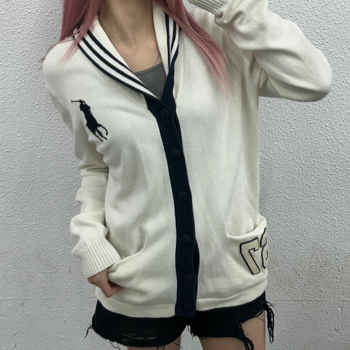 폴로 랄프로렌 빅포니 세라 아이보리 니트 가디건 XL 상품이미지1