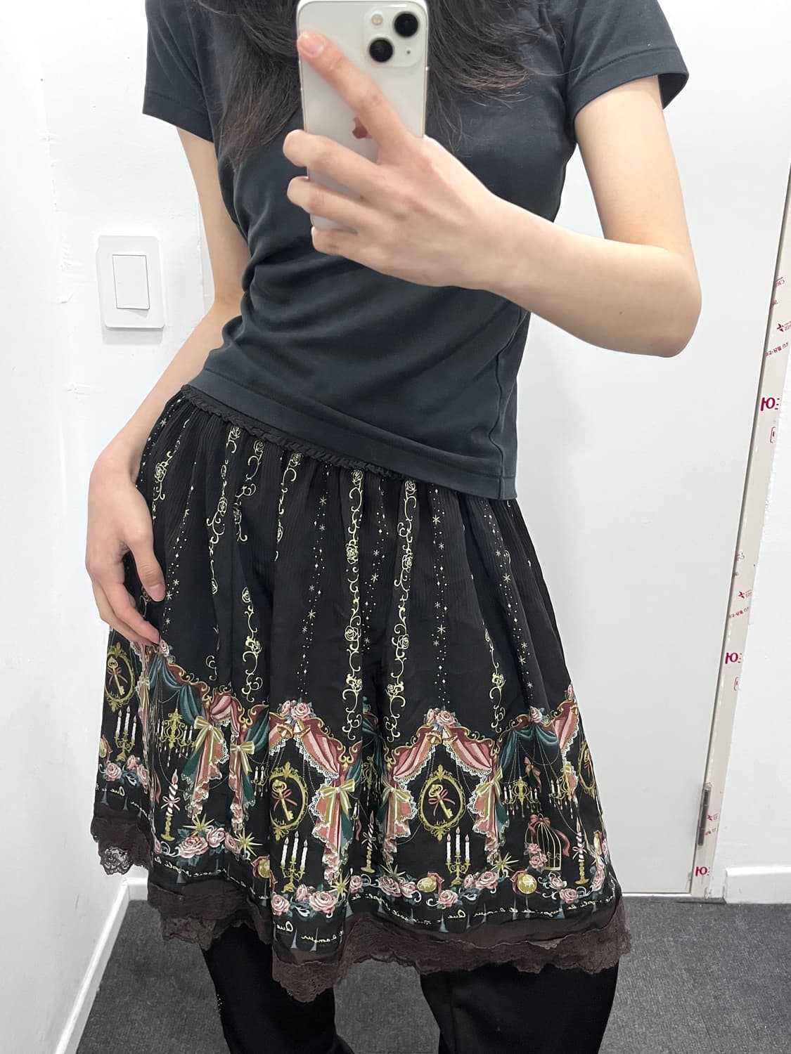 엑시즈팜 초코브라운 레이스 스커트 치마 상품이미지1