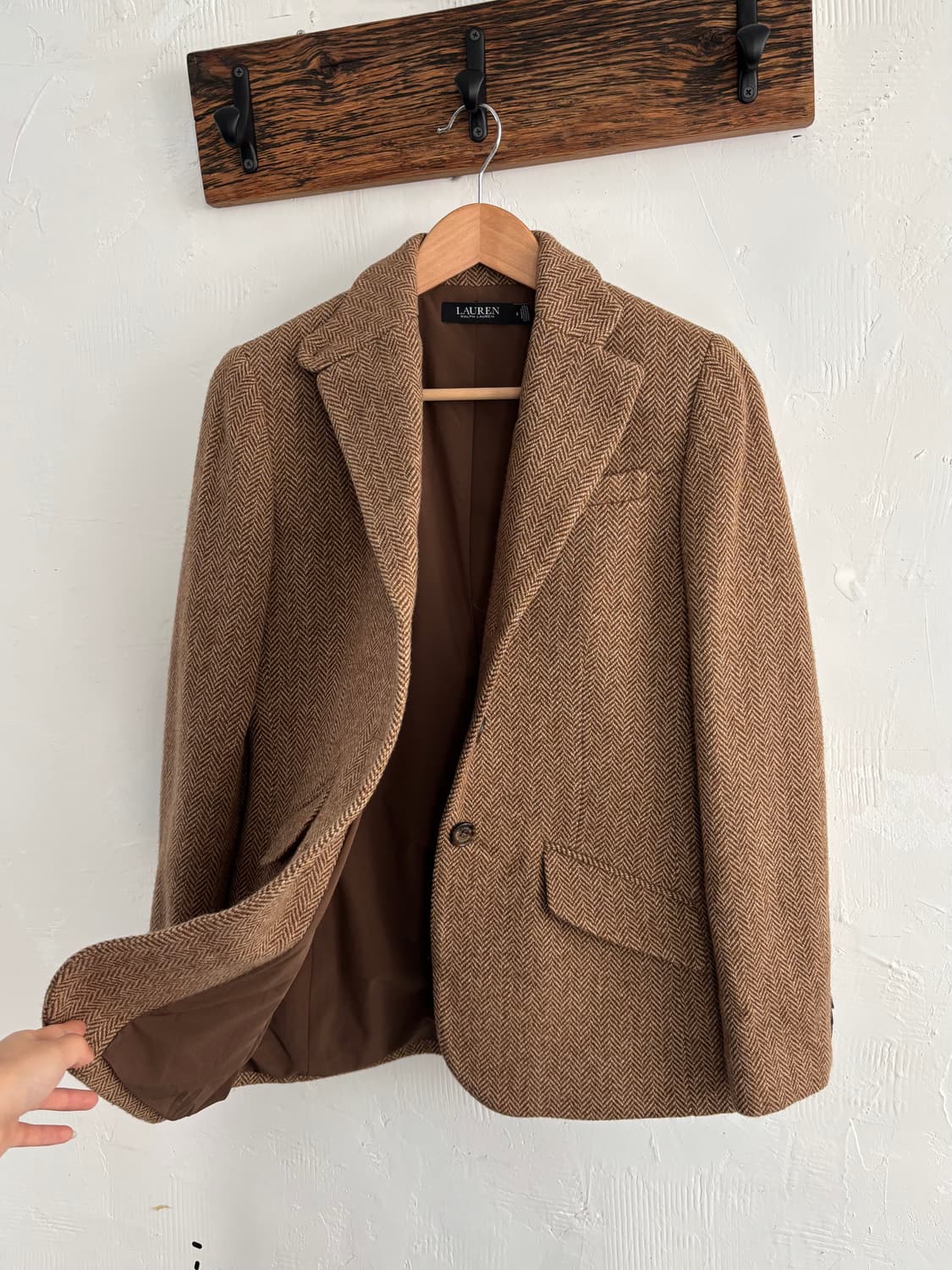 Lauren 로렌 브라운 헤링본 울 블레이저 상품이미지2