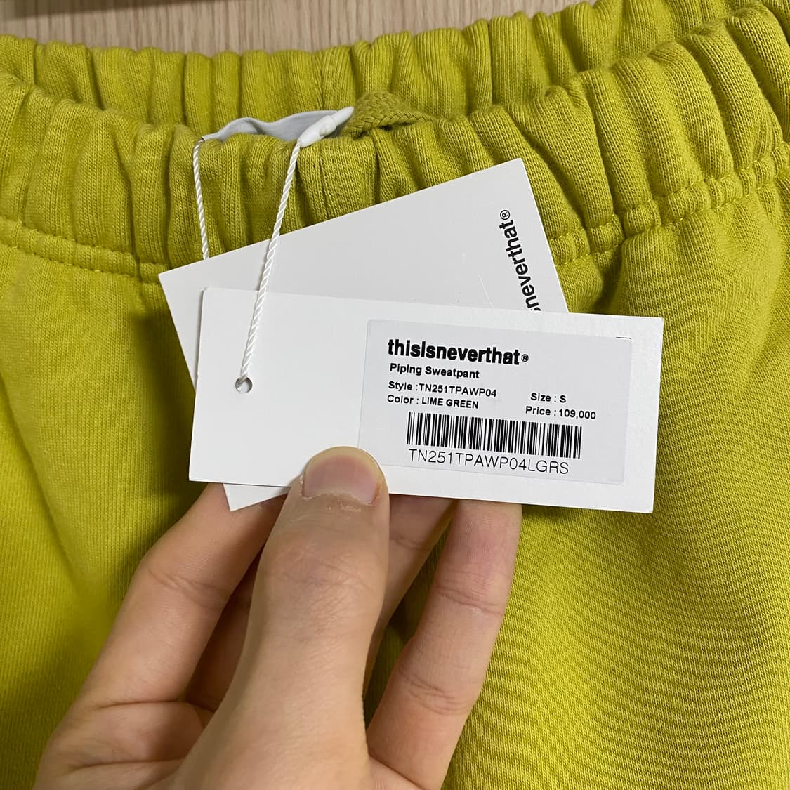 디스이즈네버댓 스웻팬츠 라임그린 S  상품이미지5